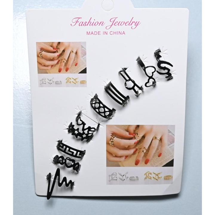 10%20pcs/set%20Golden/black%20Ring%20set%20women%20Wedding%20Anniversary%20rings%20for%20girls%20-%20Image%205