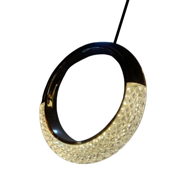 Modern Oval LED Pendant Light – Golden Crystal Hanging Lamp for Living ...