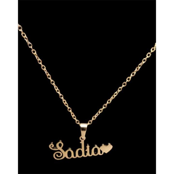 BEAUTIFUL SADIA NAME NECKLACE FOR GIRLS ADJUSTABLE GOLDEN IMPORTED BEAUTIFUL LOCKET FOR WOMEN / GIRLS METAL QWIS-2375-20 QUALITY WEB STORE
