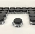 pack of 12 Empty Cosmetic Containers With outer Acralic Box Makeup Face Cream Pot Jar Refillable Cosmetic 10 gm. 