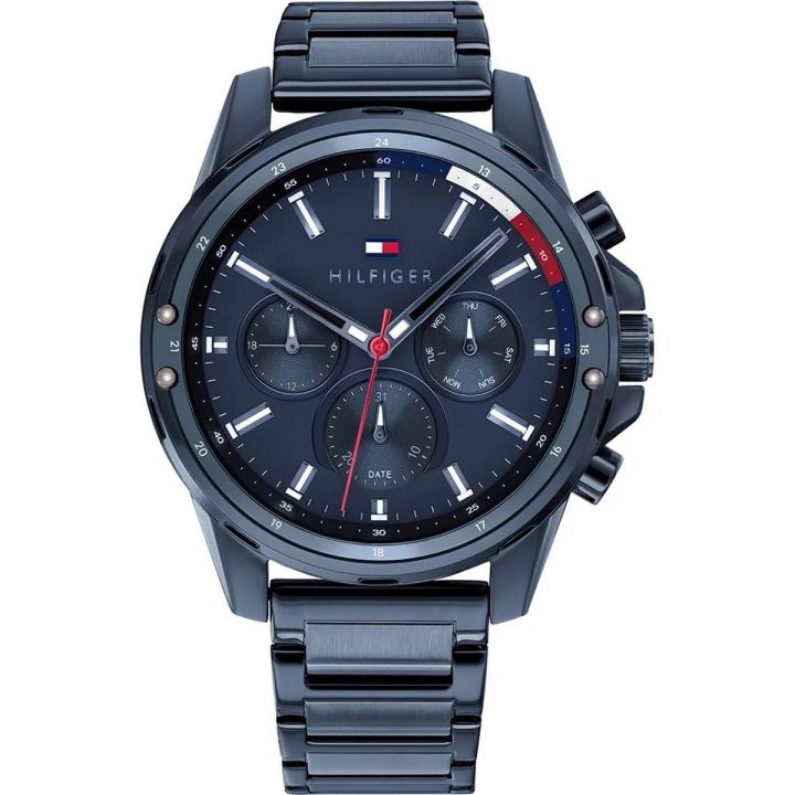 Tommy Hilfiger Men’s Quartz Stainless Steel Blue Dial 45mm Watch 1791789 Stainless Steel Wrist Watch For Men