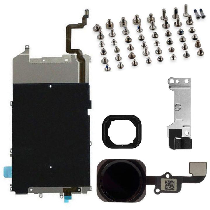 5pcs/set Screen LCD Metal plate with connector home button key Flex Cable and full screws Small Parts for iPhone 6 6 Plus