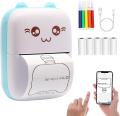 portable mini printer pocket thermal printer no ink printer Mini Cute Cat Thermal Printer for Study C6 Mini Thermal Printer  Inkless Bluetooth Pocket Printer for Prints Picture List Memo Receipt Tags Barcode Labels Compatible with iOS. 