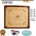 24, 30, 36, 48 inch Carrom Board Game High Quality  Lasani Wood Free Coin Striker Powder. 