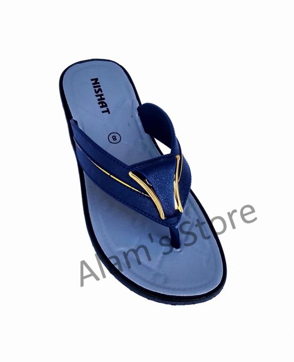 Navy Blue Rubber Flip Flop Slippers For Women