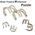 Interlocking metal puzzle classic IQ metal puzzle Brain teaser M shaped metal wire puzzles for adults or children. 