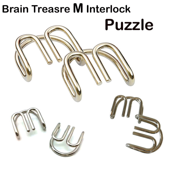Interlocking metal puzzle classic IQ metal puzzle Brain teaser M shaped metal wire puzzles for adults or children