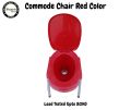 Red Color Toilet Chair Seat With Four Non Skid Strong Legs Load Tested Upto 80Kg. 