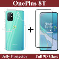 OnePlus 8T Full Black 9D5D6D10D11D21D Tempered Glass Screen Protector Full Glue Edge To Edge  + Back Clear Jelly Protector Soft Film Protection Hydrogel Film Protector For OnePlus 8T. 