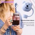 Cute Bear-shaped Straw Lid Adorable Bear-shaped Silicone Straw Lid for Home Party Decoration Reusable Dust-proof Silicone Straw Cover. 