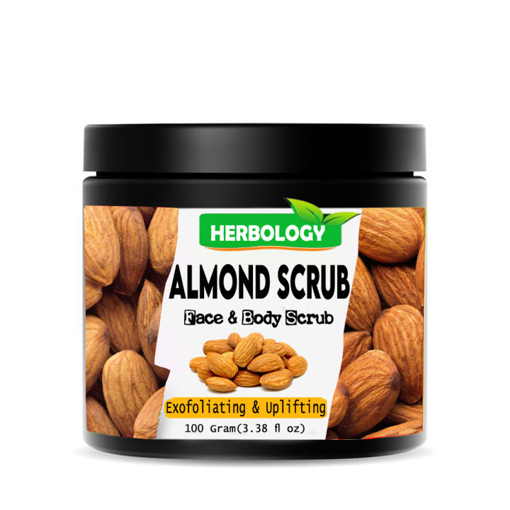 Herbology Almond Scrub For Body & Face Scrub Skin Brightening, Exfoliating Suitable for All Type Skin suitable for both Men & Women