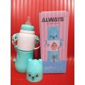 Always Feeding Penguin Design Baby Thermos Bottle Silicone Vacuum Glass Liner BPA free 230ml capacity Keep Milk Warm more than 12 hours.. 
