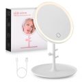 LED Makeup Mirror Desktop Rotating Mirror Round Shape Cosmetic Mirrors Adjustable Touch Dimmer Vanity Mirror- White/Pink. 