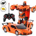 Remote Control 2 In 1 Transformer Deformation Robot Lamborghini Car With Lights & Music - Orange. 