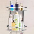 2 Layer  Aluminium Bathroom Corner Shelf - Silver. 