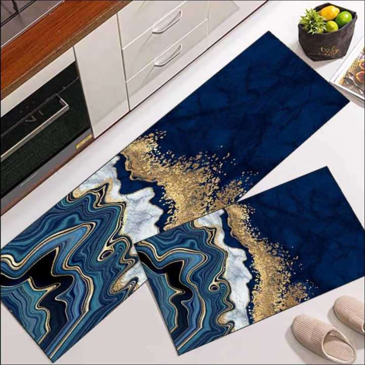 Kitchen Floor Mat - 2Pcs Non Slip Super absorbent Bedroom Long Bedside Area Rug Soft Washable Carpet Bathroom Entrance Doormat Kitchen Mat