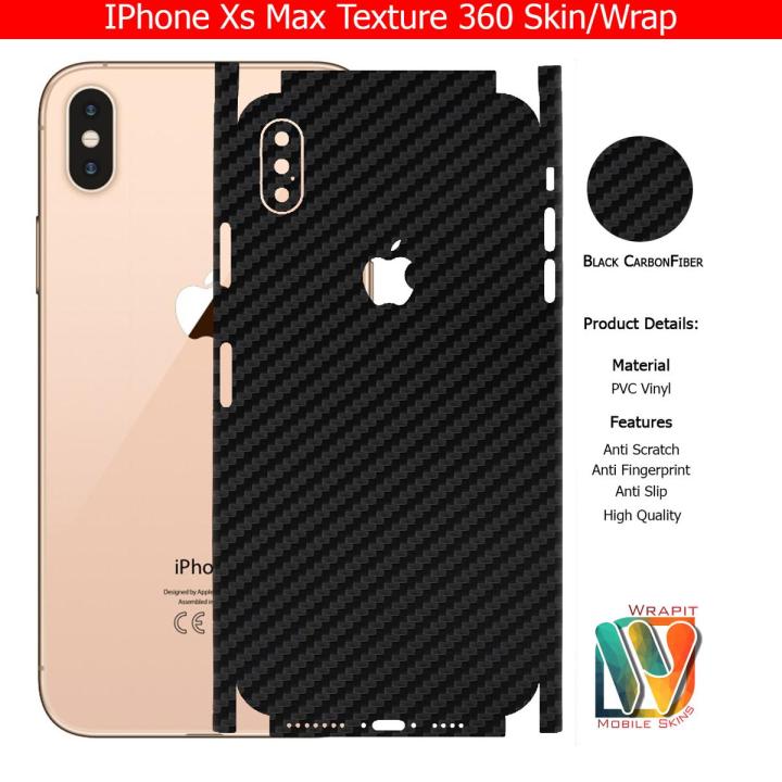 Apple IPhone Xs Max Skin/Wrap 360 Protection Carbon fiber/ Matte/ Transparent/ Leather Back And Sides Included Camera Skin