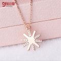 【IKE】Silver Sun Cross Flower Necklace Popular Female Descendants Sun Pendant with Chain Fashion Women Gold/Silver Plated Sunflowe. 