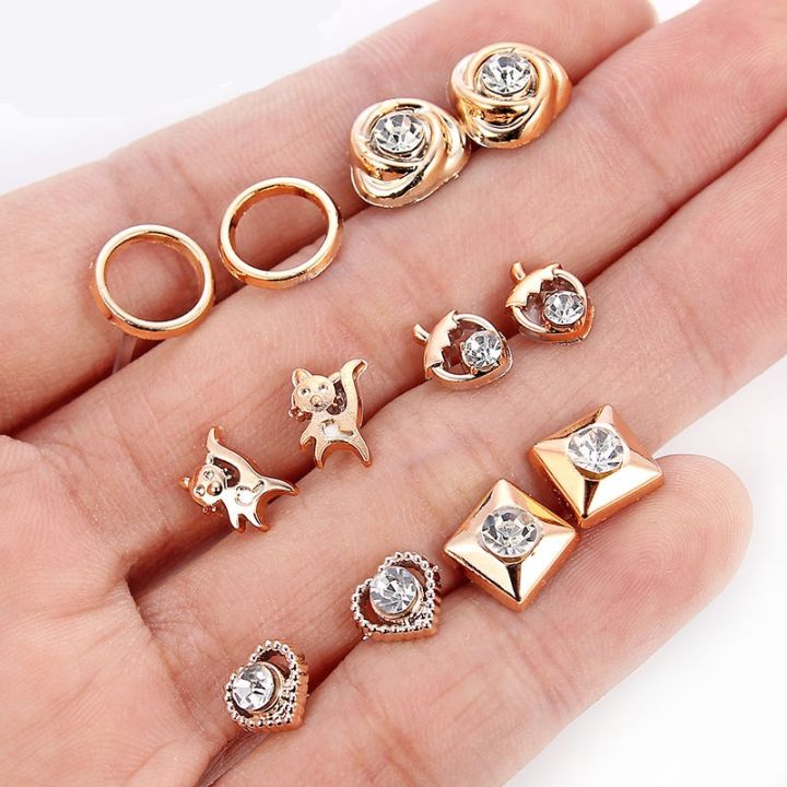 36%20Pairs%20/%2018%20Pairs%20of%20Fashion%20Small%20Geometric%20Earrings%20Simple%20Set%20of%20Plastic%20Earrings%20Female%20Diamond%20Girls%20Jewelry%20-%20Image%207