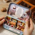 RHS Online Dollhouse Miniature Box Theatre Series DIY House Kit Travel Trilogy Creative Room With Furniture And Cover Gift. 