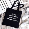 Fashion Women's Bag Spanish Letter Graphic Print Shopping Bags Black Canvas Bag For Lady Girl Gift Black Shoulder Bag FKRM. 