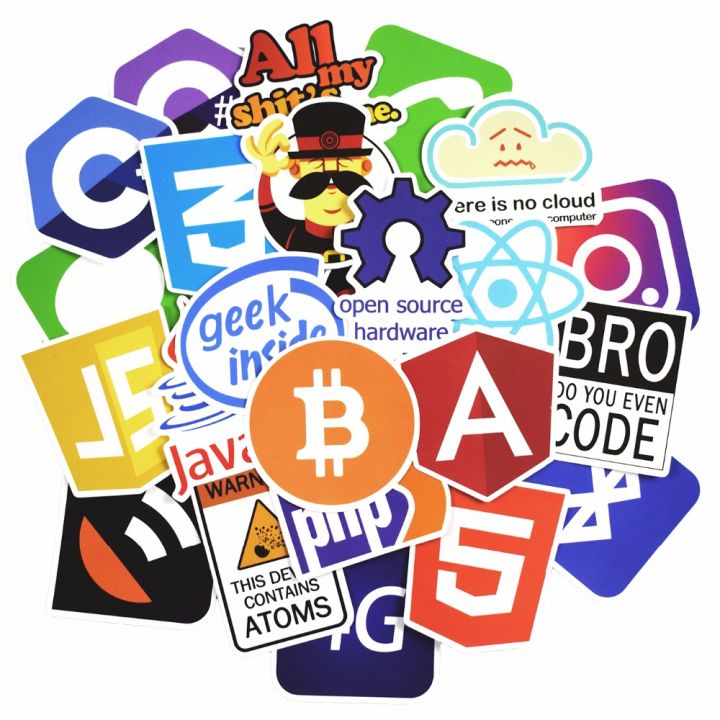 Programming Language Logo Cool Stickers for Laptop Car DIY Stickers nternet Java JS Php Html Cloud Docker