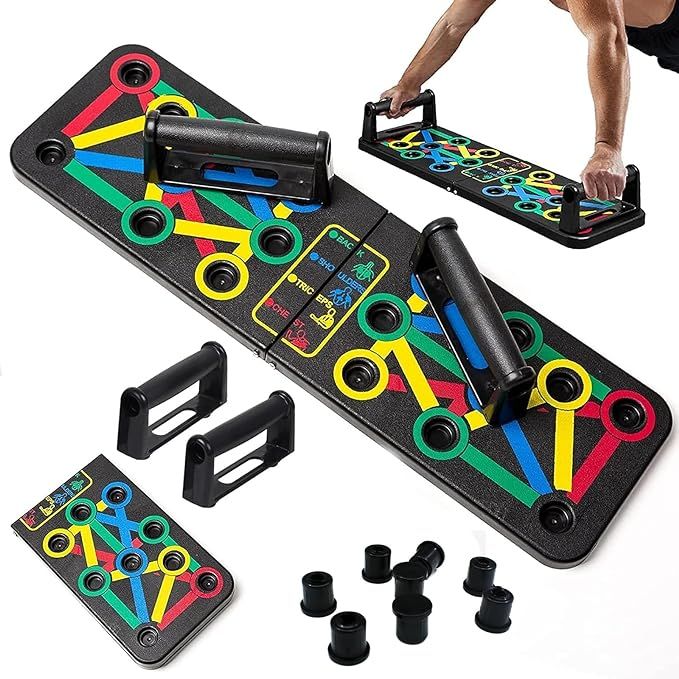 Push Up Board, Foldable 14 in 1 Push Up Bar, Portable Multi-Function Push Up Stands for Floor, Professional Push Up Strength Training Equipment for Home Exercise For Waist Abdomen, Fitness Workout, Gym, Workout for Men & Women