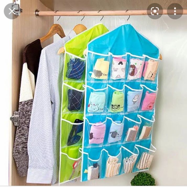 16%20Pocket%20Durable%20Clear%20Door%20Fordable%20Wardrobe%20Storage%20Organizer%20Hanging%20Bag%20-%20Image%204