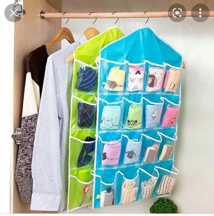 16%20Pocket%20Durable%20Clear%20Door%20Fordable%20Wardrobe%20Storage%20Organizer%20Hanging%20Bag%20-%20Image%204