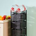 Dream Enterprises 4 & 5 Layer Round Rotating Fruits & Vegetables Storage Shelves Basket Rolling Rack with Breakable Wheels for Kitchen Bathroom Office. 