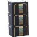 Storage Box with Steel Frame for Clothes-Quilts Pillows Storage Bag Folding Organizer Box Storage Bag Zipper Lid size: 50 x 40 x 36cm. 