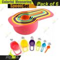 Colorful Measuring Cups 6 pcs Set, Measuring Spoons Kitchen Utensils, Gadgets Cup Measurements Set, Plastic Cups Multi Colour. 