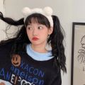 Cartoon Sweet Cute Plush Bear Ears White Coffee Color Girls Headband/ Loved Bear Ears Styling Fluffy Plush Wash Face Head Hoop. 