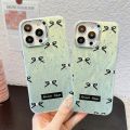 【Ready stock+COD】Korean Ins Mint Green Bow Unique Laser Phone Case for IPhone 15 14 13 Pro Max 12 11 Pro Max for IPhone 11 12 13 14 15 Pro Capa. 