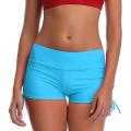 Women White Tight Shorts Summer Yoga Sporty Fitness Ruched Mini Short Pants With Drawstring Clothing. 