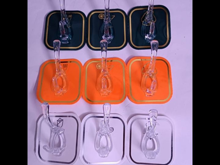 Heavy Duty  Self Adhesive Transparent Wall Hooks - Hook (3 Pcs)