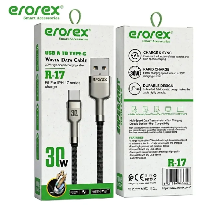 erorex%20R-17%2030W%20Fast%20Charging%20USB-A%20to%20Type-C%20Woven%20Data%20Cable%E2%80%93%20High-Speed%20Data%20Sync%20&%20Durable%20Braided%20Charging%20Cord%20-%20Image%203