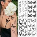 1PCS Sketch Flower Tattoo Sticker Black Datura Arm Legs Tattoo Temporary Waterproof Lasting Tattoo Sticker For Women Body. 