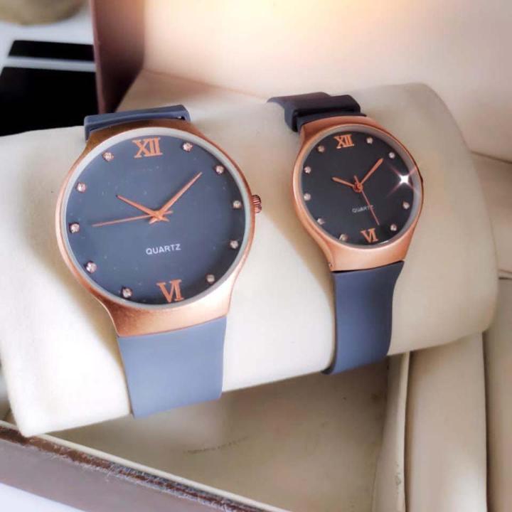 Premium Couple Watches Set - Pack of 2 - High Quality Leather Strap - Analog Quartz - Perfect for Couples