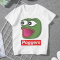 Poggers women tshirt Pepe frog animal girls Y2K graphic tops o neck polyester female T shirt humor gift. 