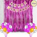 Happy Birthday decoration Set, Pink Birthday theme For (Boys & Girls) Foil Curtain, Pink, Golden and White Party Latex Balloons Pink ,Black Birthday Banner Birthday accessories.. 