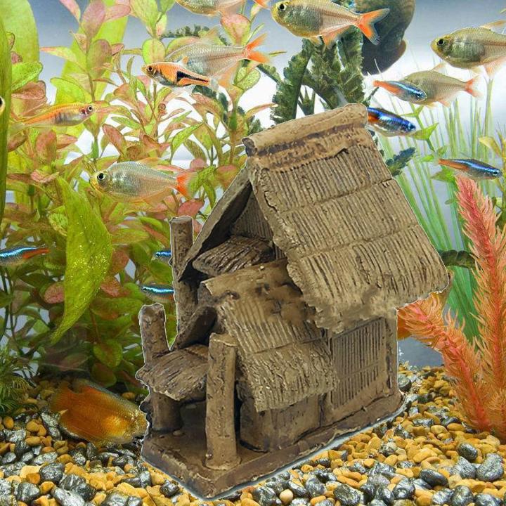 Aquarium Ceramic House Ornament Fish Tank Hiding Cave Shelter Landscape Decor