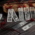 Stainless Steel Bookmarks Hollow Metal Bookmarks Tasse with Red Knot for Kids Students Gift School Supplies. 