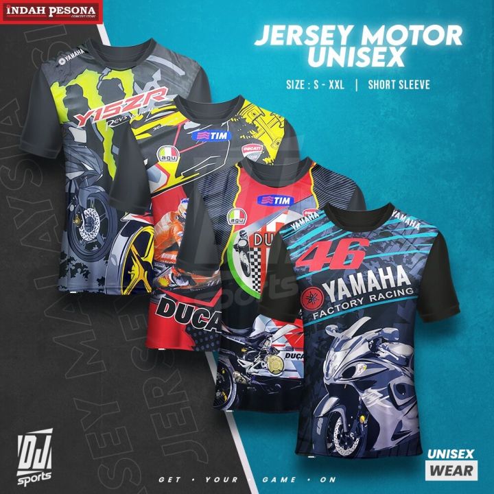 𝐃𝐉 𝐒𝐩𝐨𝐫𝐭 Baju Jersey Motor Unisex Short Sleeve / Unisex Motor Jersey Full Printing / Jersi T-Shirt / Size : S-2XL
