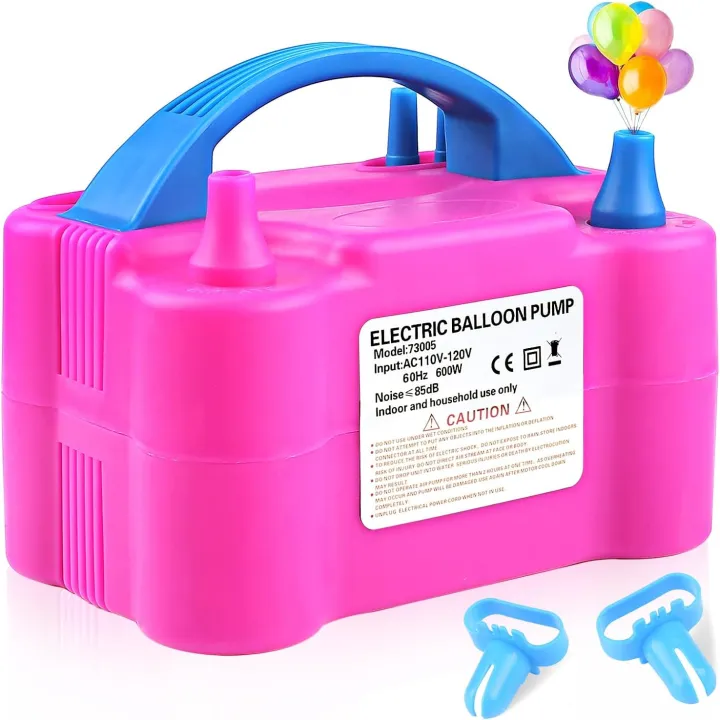 Balloon Pump Electric Inflator Dual Nozzle Air Blower with 2 Balloon ...