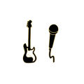 European and American simple fashion creative cute rock guitar microphone metal brooch badge male pin bag accessories women. 