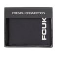 French Connection Black Leather Bifold Wallet : Stylish And Functional Men's Wallet With FCUK Logo Accent. 
