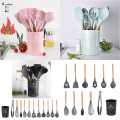 Silicone Utensils 12pcs Set (Large /-) (Small @-)  (Random Colours) Big Size - Premium Quality. 