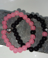 2 pcs Couple Bracelet- with metal heart connect - 8mm size beads- for boys & girls both- best for couples at long distance- blue/ evil eye/ white/ pink. 