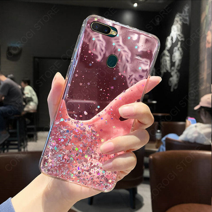 For OPPO A5s Back Cover Luxury Bling Shining Gold Foil Girls Cases Space Glitter Stars Soft Silicone Mobile Phone Protective Case